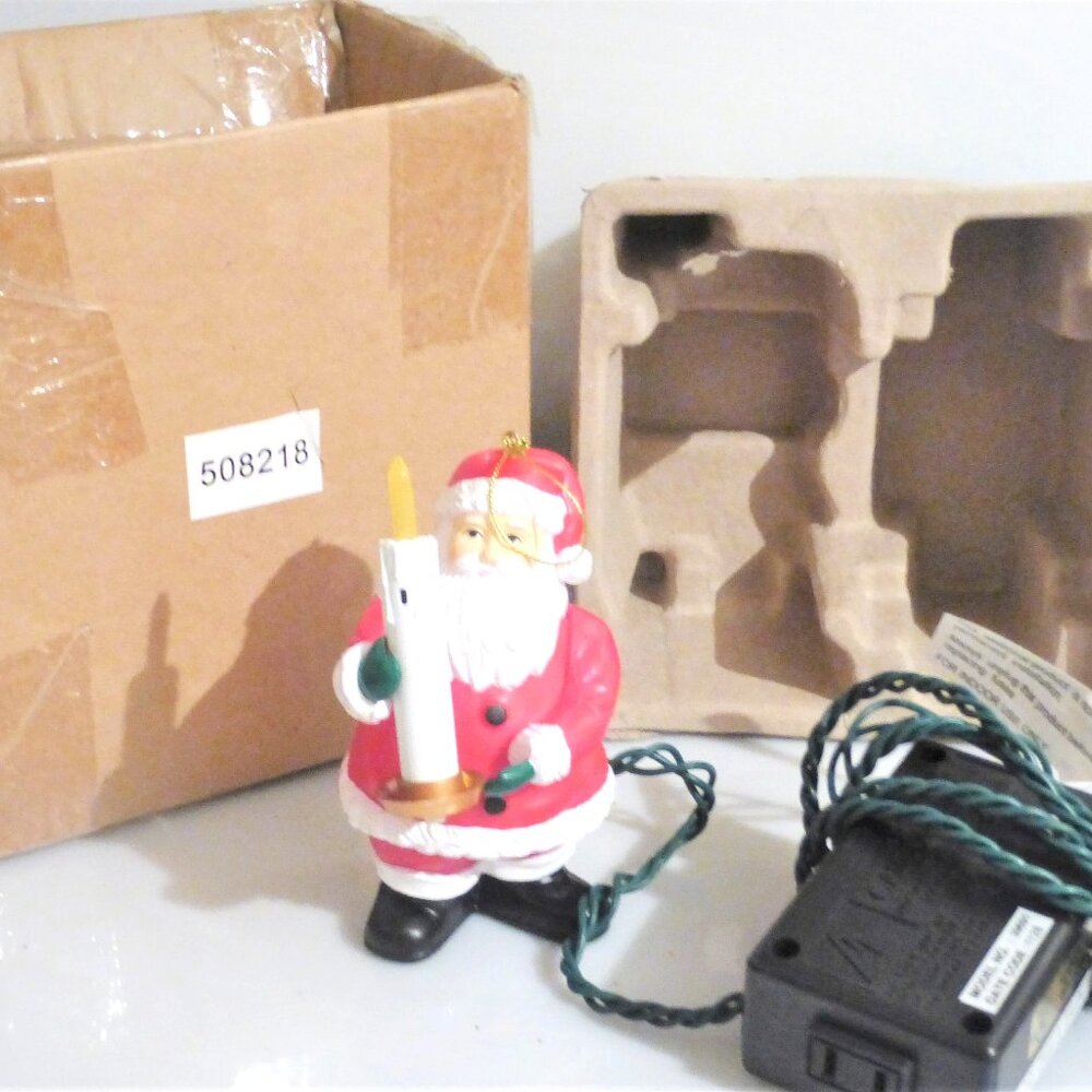 Electric LIGHT UP Santa with CANDLE Christmas Ornament Vintage Santa Christmas T